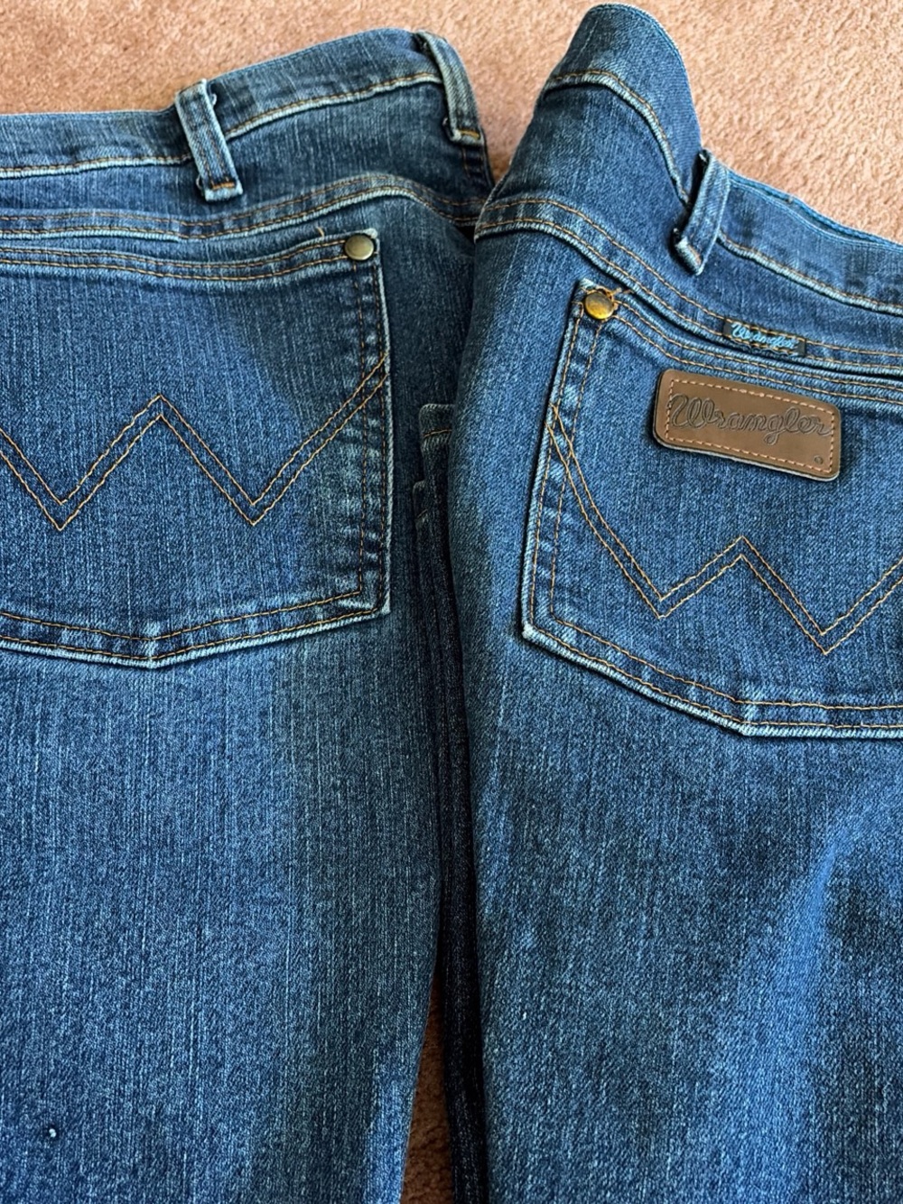 Wrangler 47 Cowboy Cut Men’s Jeans - Blue Denim 35x32 regular fit. 2pr lot
